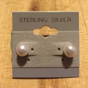 2/$12 White Pearl Studs/ 925 Sterling Silver